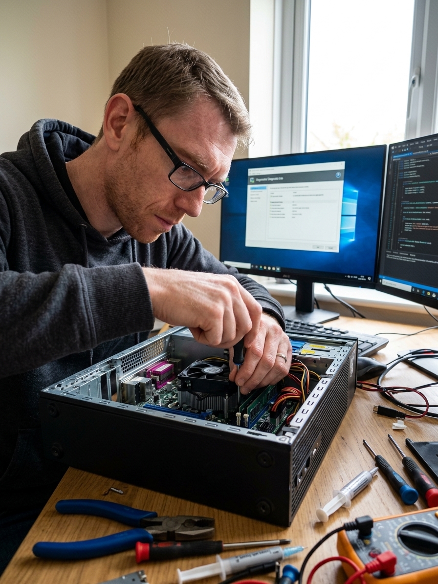 Robin en intervention de dépannage informatique